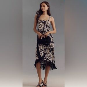 Farm Rio for Anthropologie Sleeveless Fringe Midi Dress